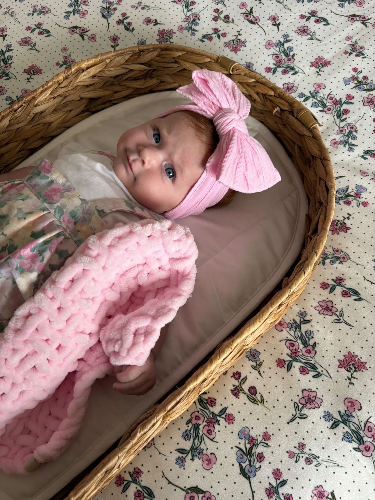 Carnation Pink Larger Bow Headband For Babies to Toddlers - Image 3