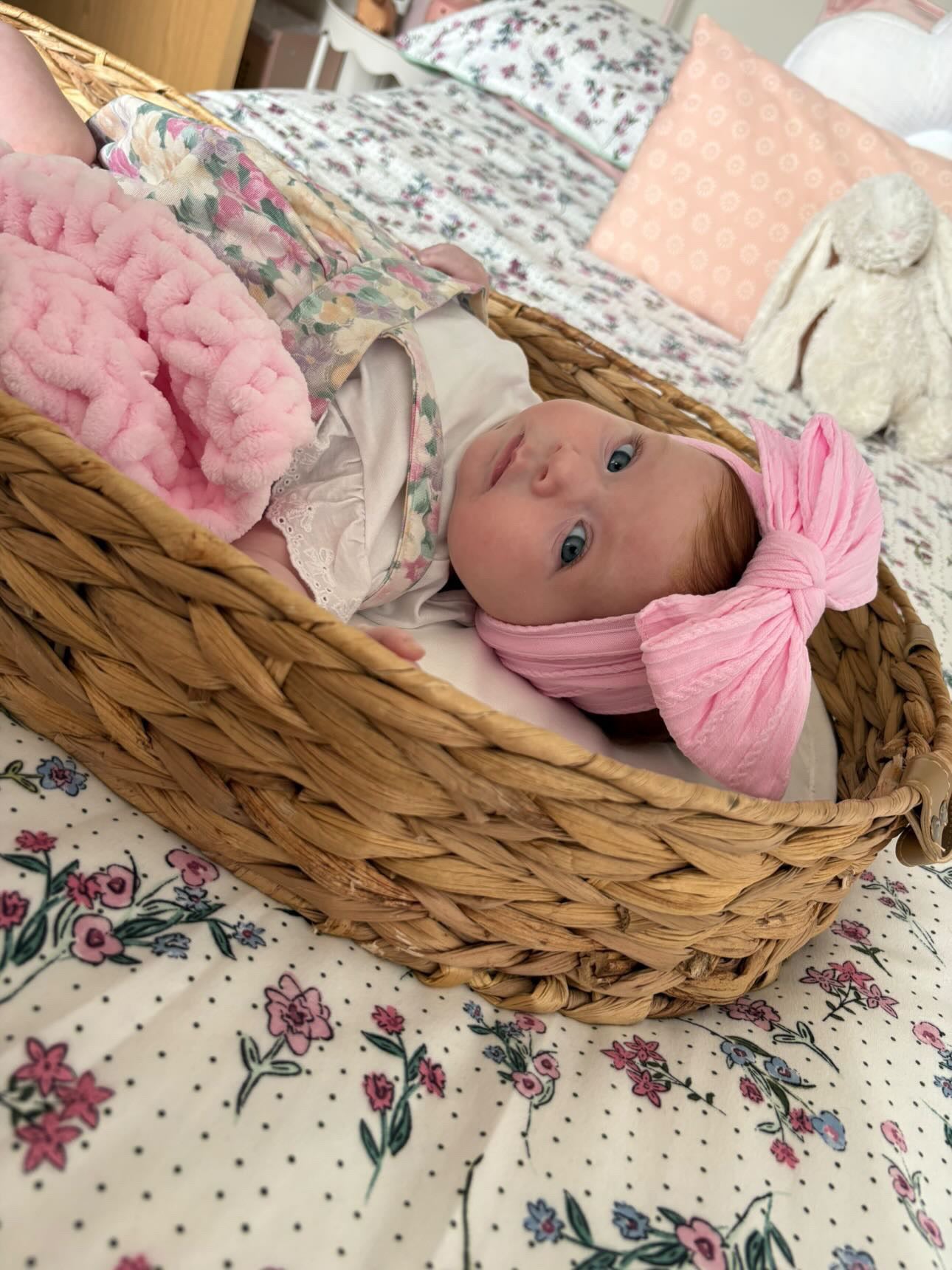 Carnation Pink Larger Bow Headband For Babies to Toddlers - Image 4