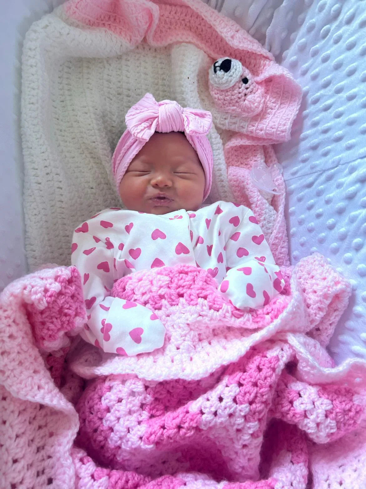 Carnation Pink Smaller Bow Headband For Babies From Newborn - Image 1