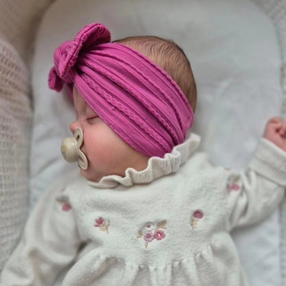 Cerise Pink Smaller Bow Headband Perfect For Baby Girls - Image 4