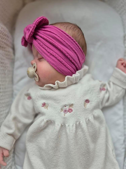 Cerise Pink Smaller Bow Headband Perfect For Baby Girls - Image 5