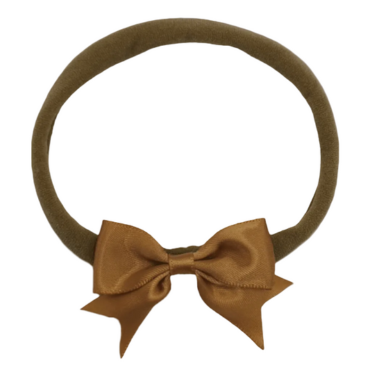Chocolate Brown 2 Inch Satin Dainty Bow Headband For Babies - Image 1