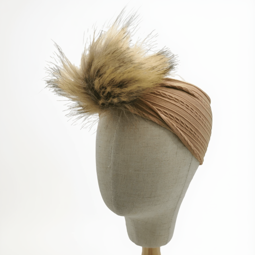 Chocolate Brown Faux Fur Pom Headband For Babies to Toddlers - Image 1