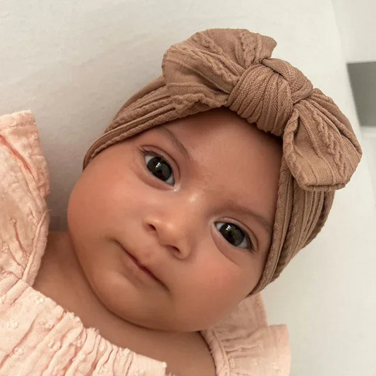 Chocolate Brown Smaller Bow Headband Designed For Babies - Image 1