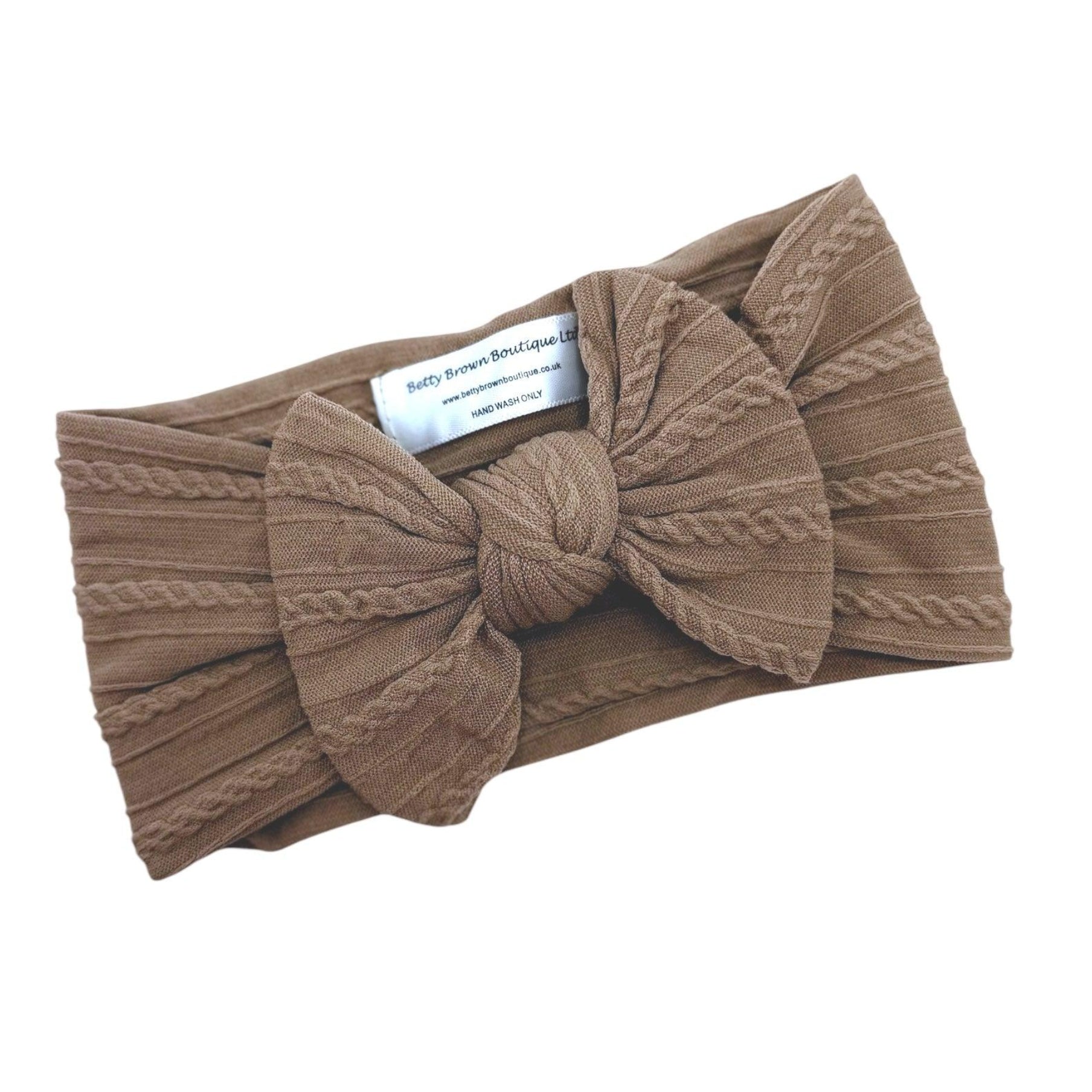 Chocolate Brown Smaller Bow Headband Designed For Babies - Image 2