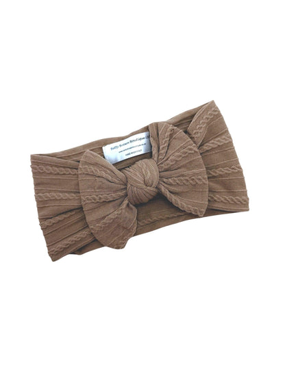 Chocolate Brown Smaller Bow Headband Designed For Babies - Image 2