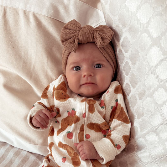 Chocolate Gold Spot Smaller Bow Headband Designed For Babies - Image 1