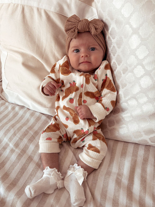 Chocolate Gold Spot Smaller Bow Headband Designed For Babies - Image 1