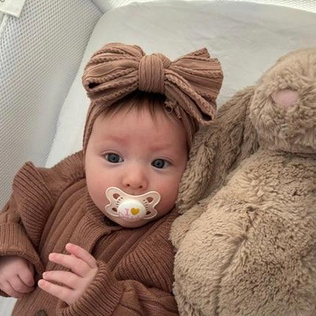 Chocolate Larger Bow Headband Designed For Newborns to Age 3 - Image 1