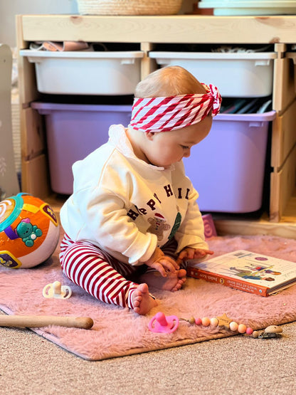Christmas Red Candy Cane Smaller Bow Headband For Baby Girls  - Image 2