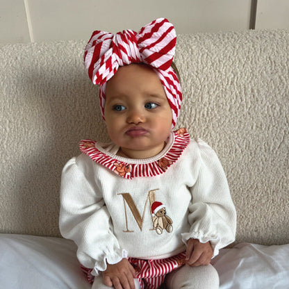 Christmas Red Candy Cane Larger Bow Headband For Baby Girls - Image 4