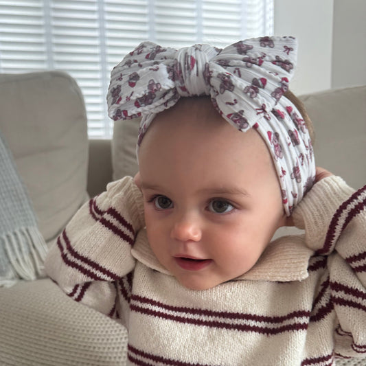 Christmas Teddy Bear Larger Bow Headband For Newborn Babies - Image 1