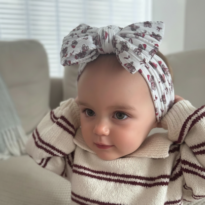 Christmas Teddy Bear Pattern Larger Bow Cable Knit Headband - 2025