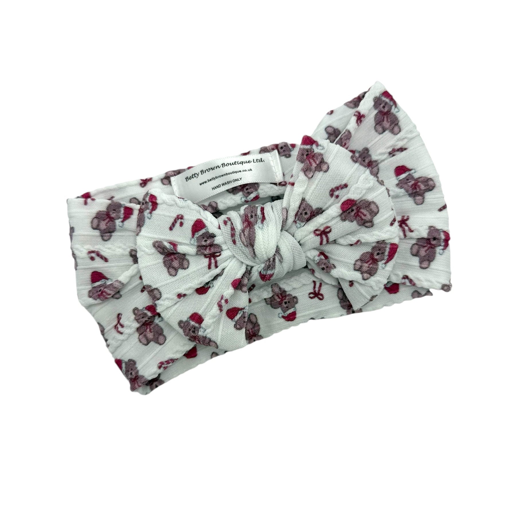 Christmas Teddy Smaller Bow Headband For Girls From Newborn - Image 2