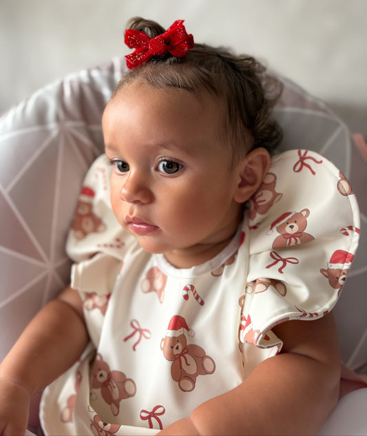 Christmas Teddy Bear Pattern Waterproof Bib For 6-18 Months - Image 1