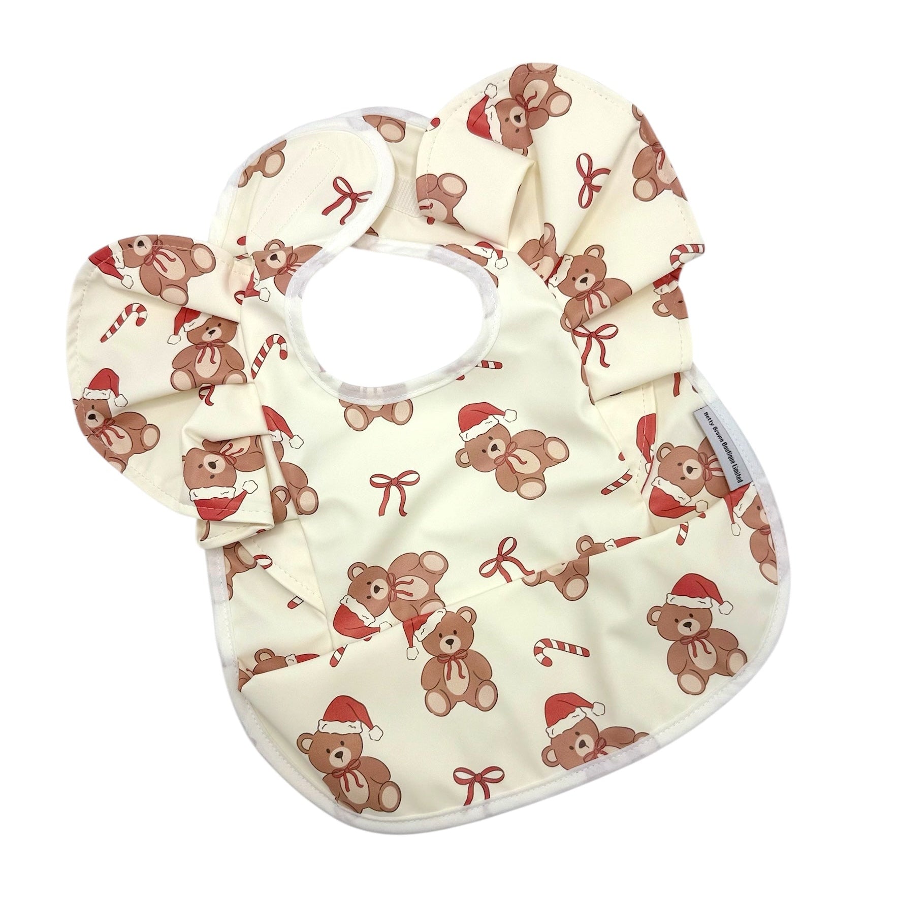 Christmas Teddy Bear Pattern Waterproof Bib For 6-18 Months - Image 2