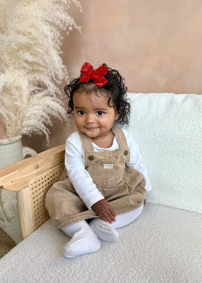 Christmas Velvet Sparkle 3 Inch Bow Clips For Baby Girls - Image 6