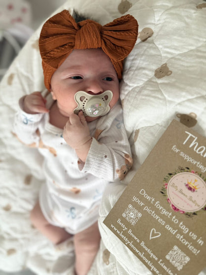 Cinnamon Smaller Bow Headband For Babies to 3 years Old - Image 3