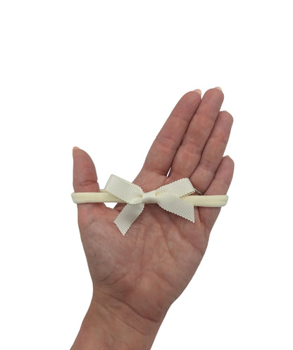 Cream 2.5 inch Dainty Bow Headband For Baby Girls - Image 5