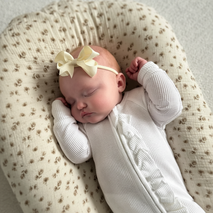 Cream 3 Inch Baby Bow Headband For Babies From Newborn - Image 1