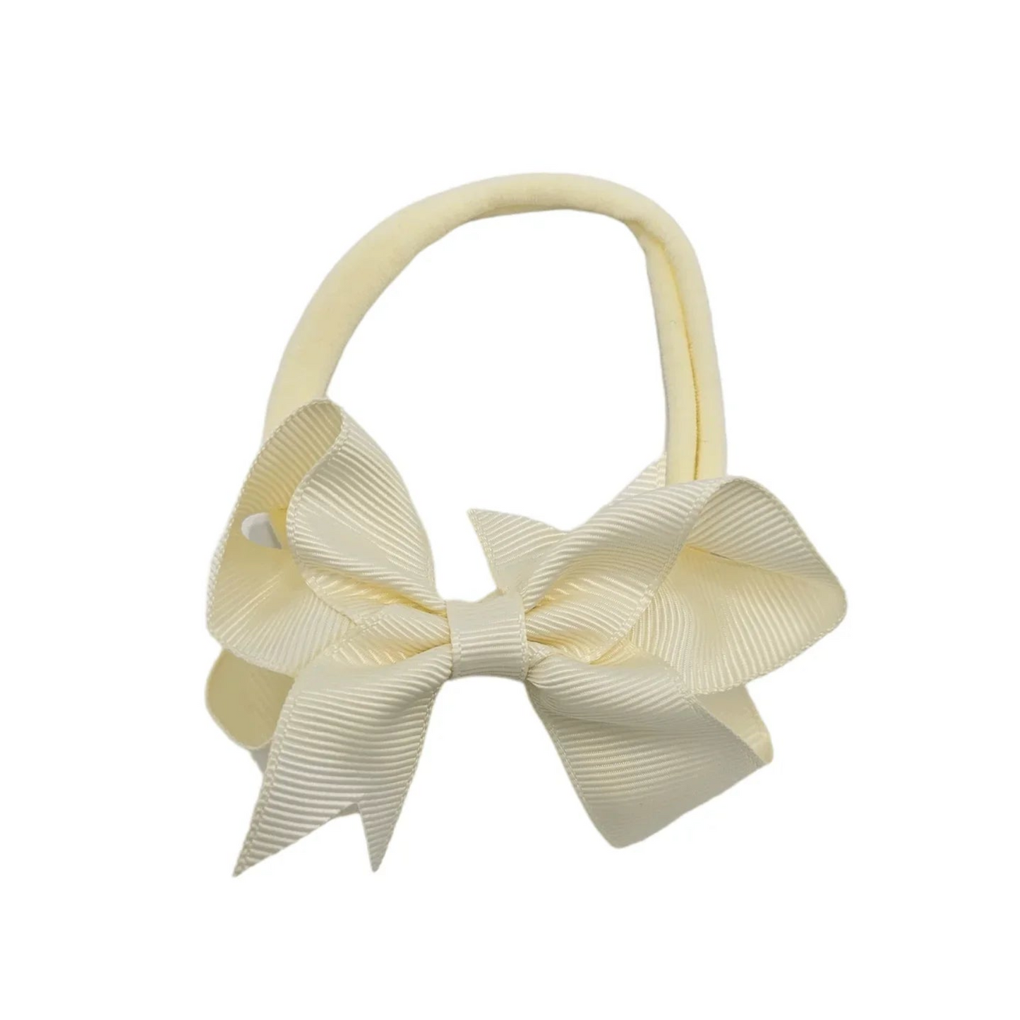Cream 3 Inch Baby Bow Headband For Babies From Newborn - Image 2