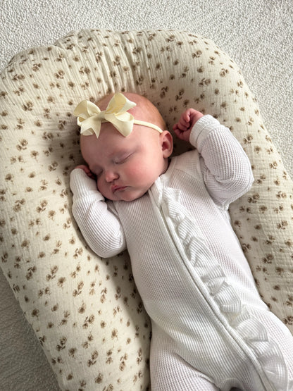 Cream 3 Inch Baby Bow Headband For Babies From Newborn - Image 1