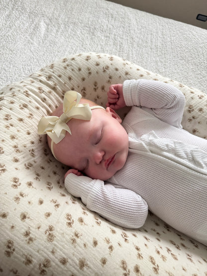 Cream 3 Inch Baby Bow Headband For Babies From Newborn - Image 2