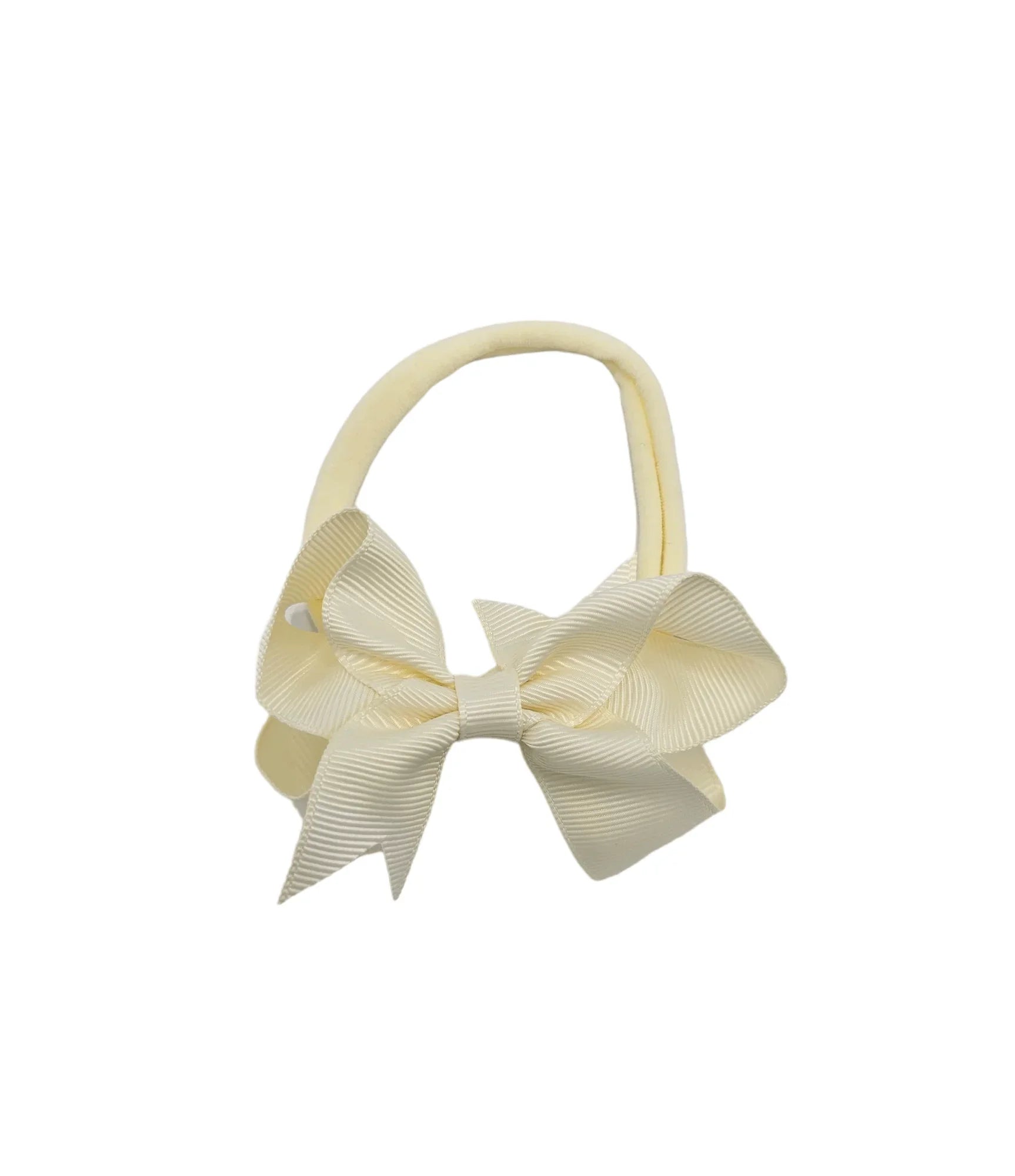 Cream 3 Inch Baby Bow Headband For Babies From Newborn - Image 3