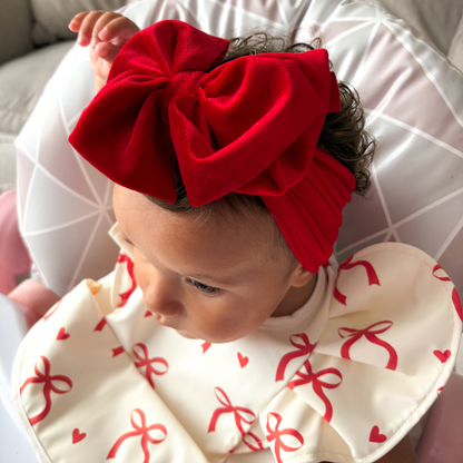 Red Velvet Larger Bow Cable Knit Headband - Christmas Collection