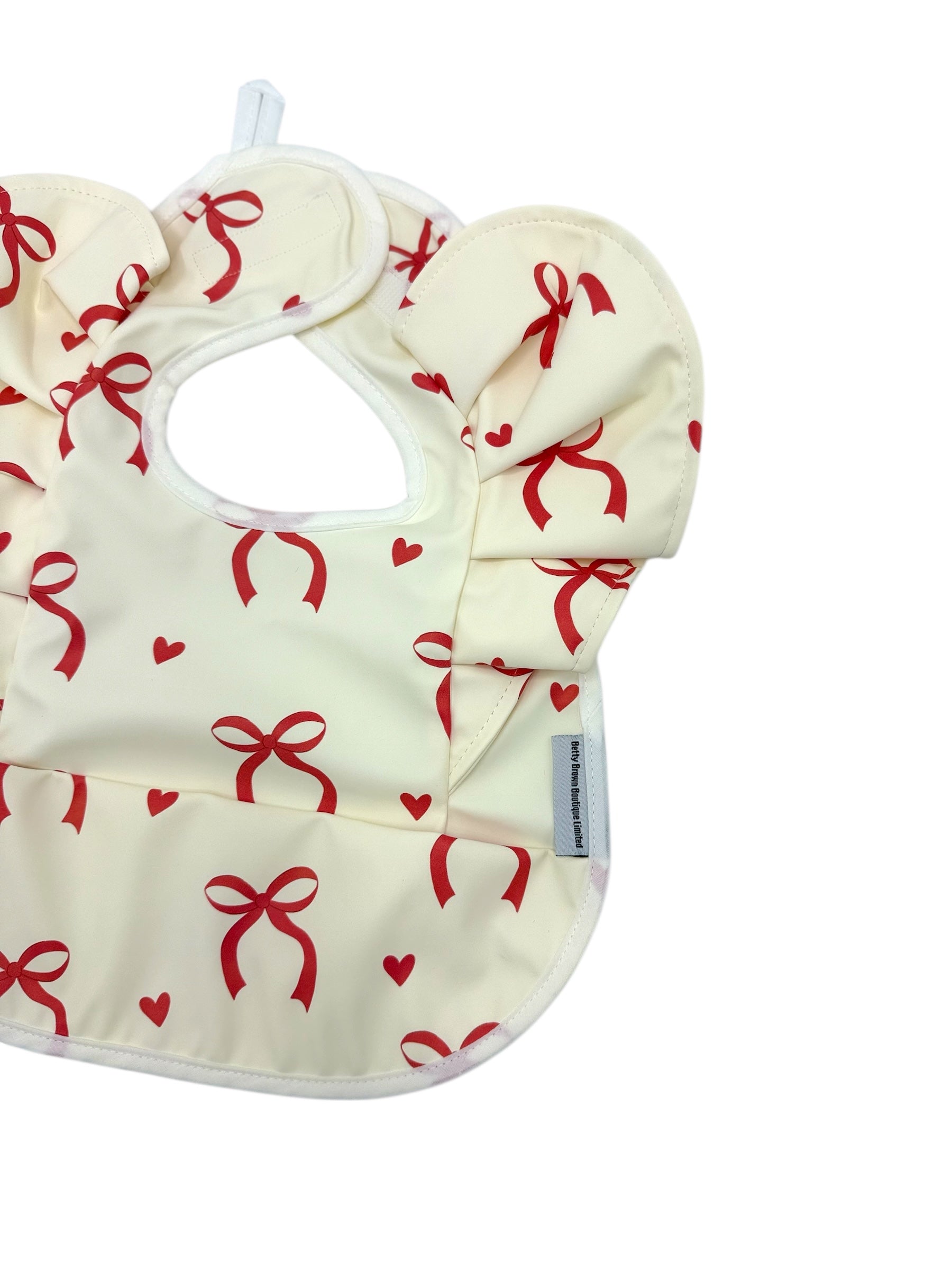  Christmas Cream & Red Bow Waterproof Bib For 6-18 Months - Image 4