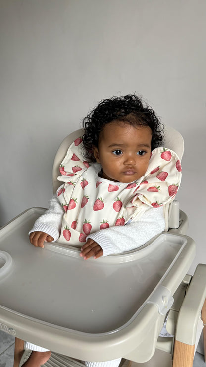 Cream Strawberry Frill Waterproof Bib For 6-18 Months Old - Image 1