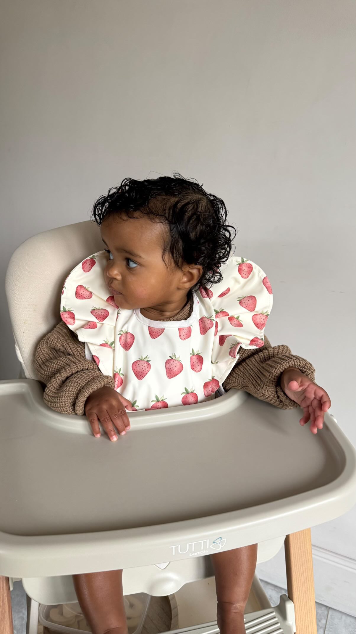 Cream Strawberry Frill Waterproof Bib For 6-18 Months Old - Image 2