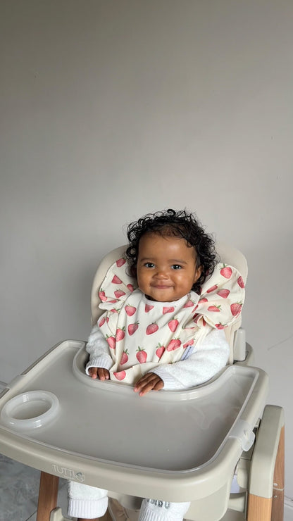 Cream Strawberry Frill Waterproof Bib For 6-18 Months Old - Image 4