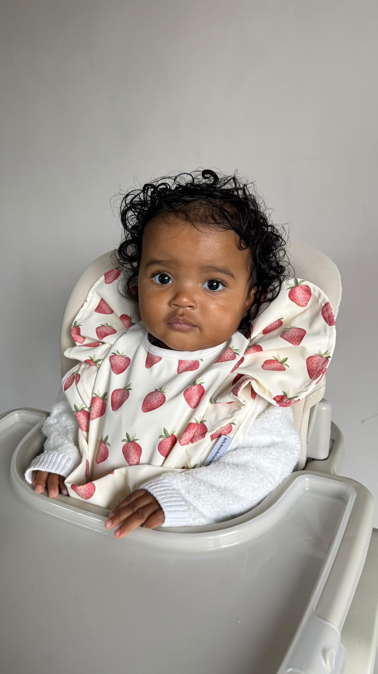 Cream Strawberry Frill Waterproof Bib For 6-18 Months Old - Image 5