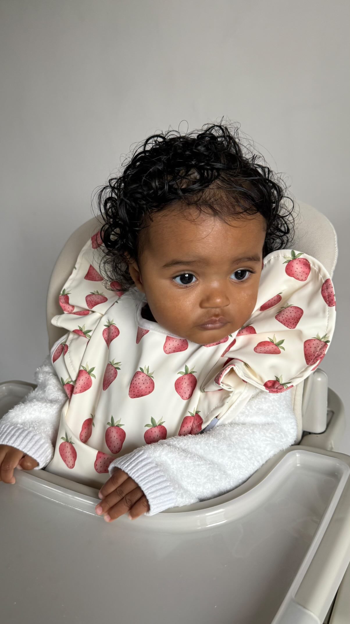Cream Strawberry Frill Waterproof Bib For 6-18 Months Old - Image 6