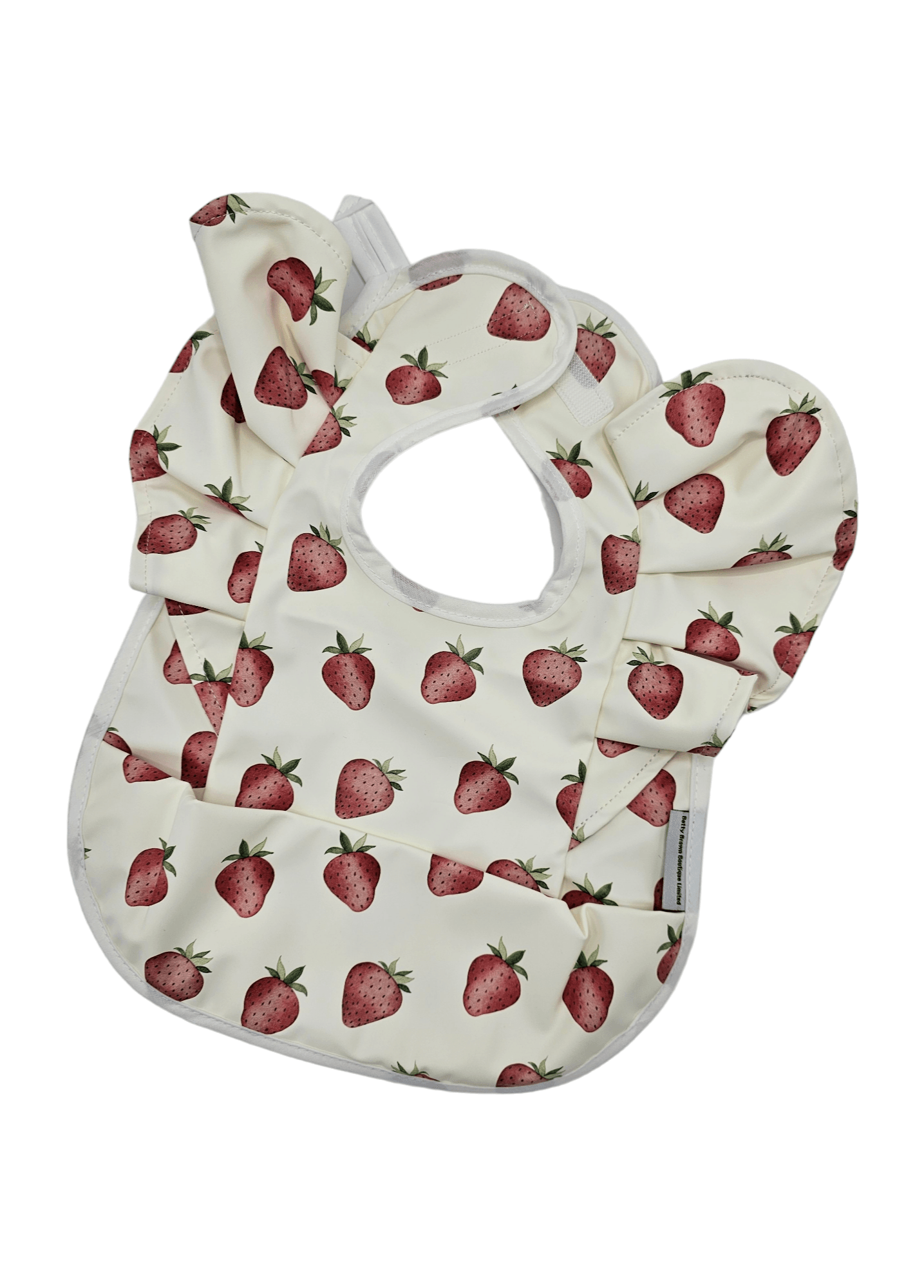Cream Strawberry Frill Waterproof Bib For 6-18 Months Old - Image 8