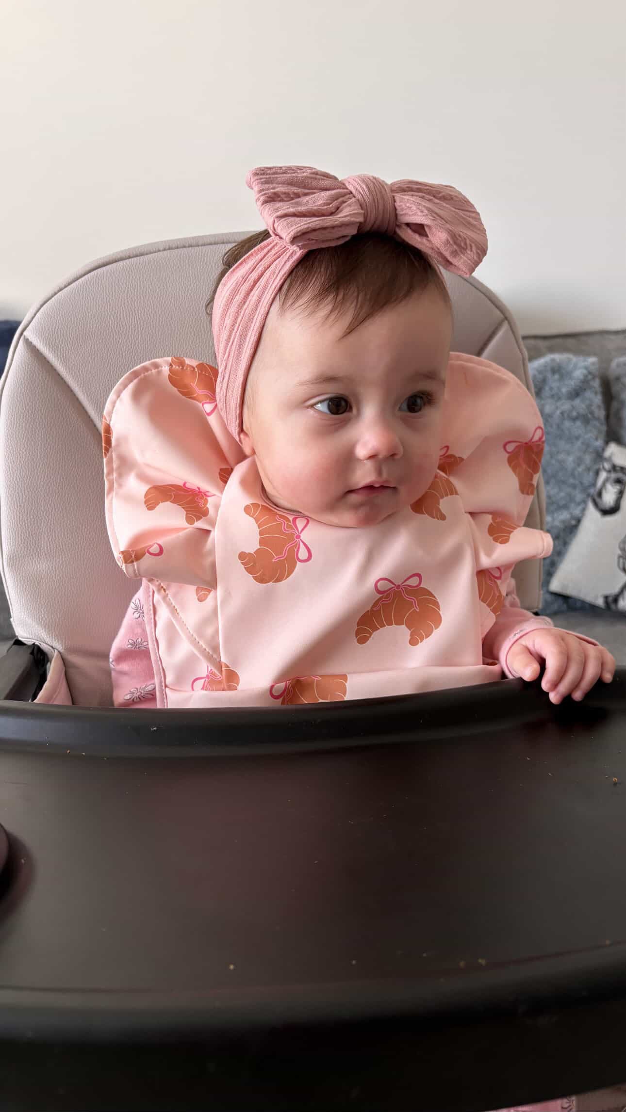 Croissant Pattern Frill Waterproof Bib For 6-18 Months Old - Image 4