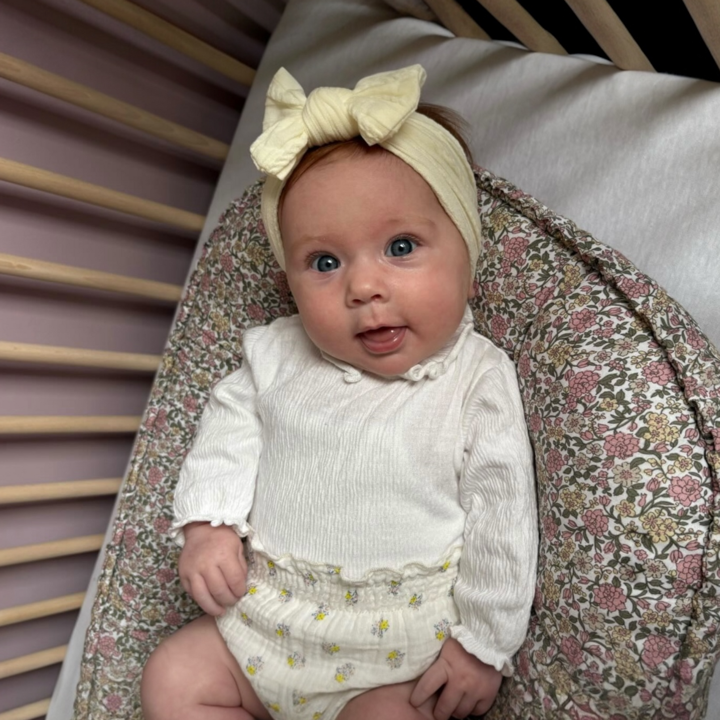 Custard Yellow Smaller Bow Headband For Girls From Newborn  - Image 1