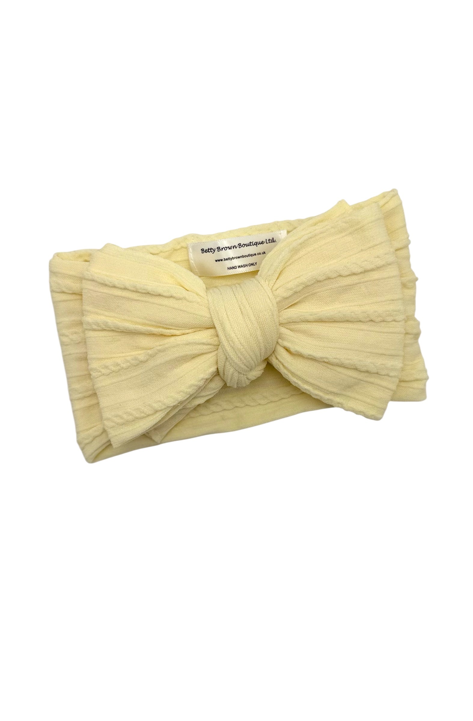 Custard Yellow Larger Bow Headband For Newborn to Age 3 - Image 1