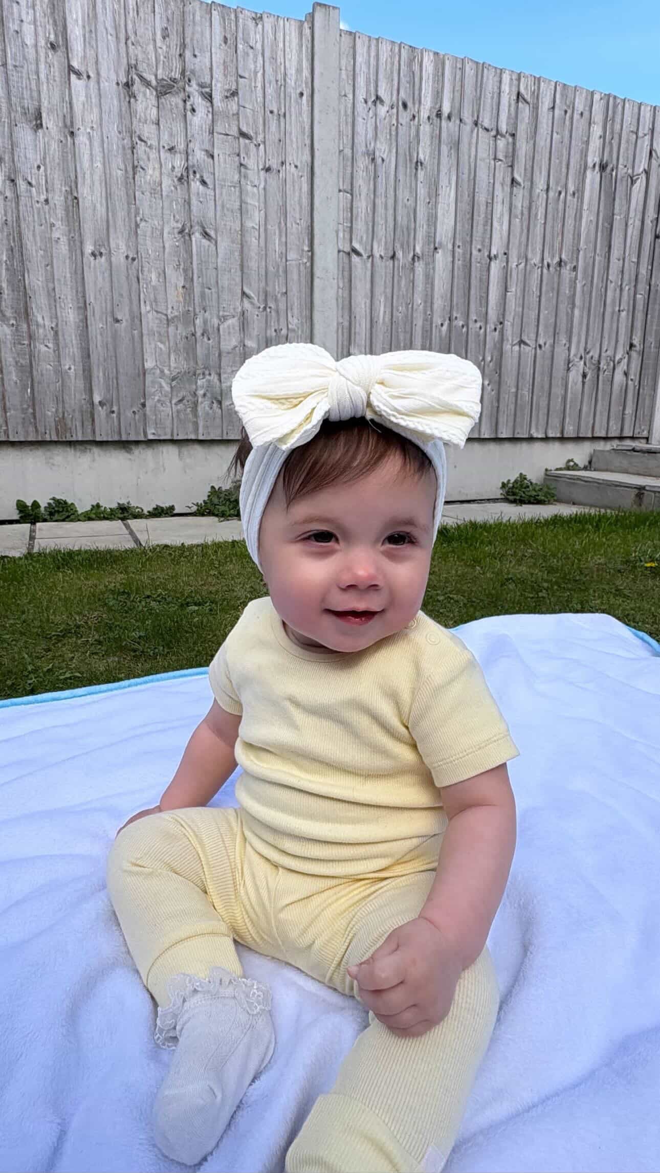 Custard Yellow Larger Bow Headband For Newborn to Age 3 - Image 4