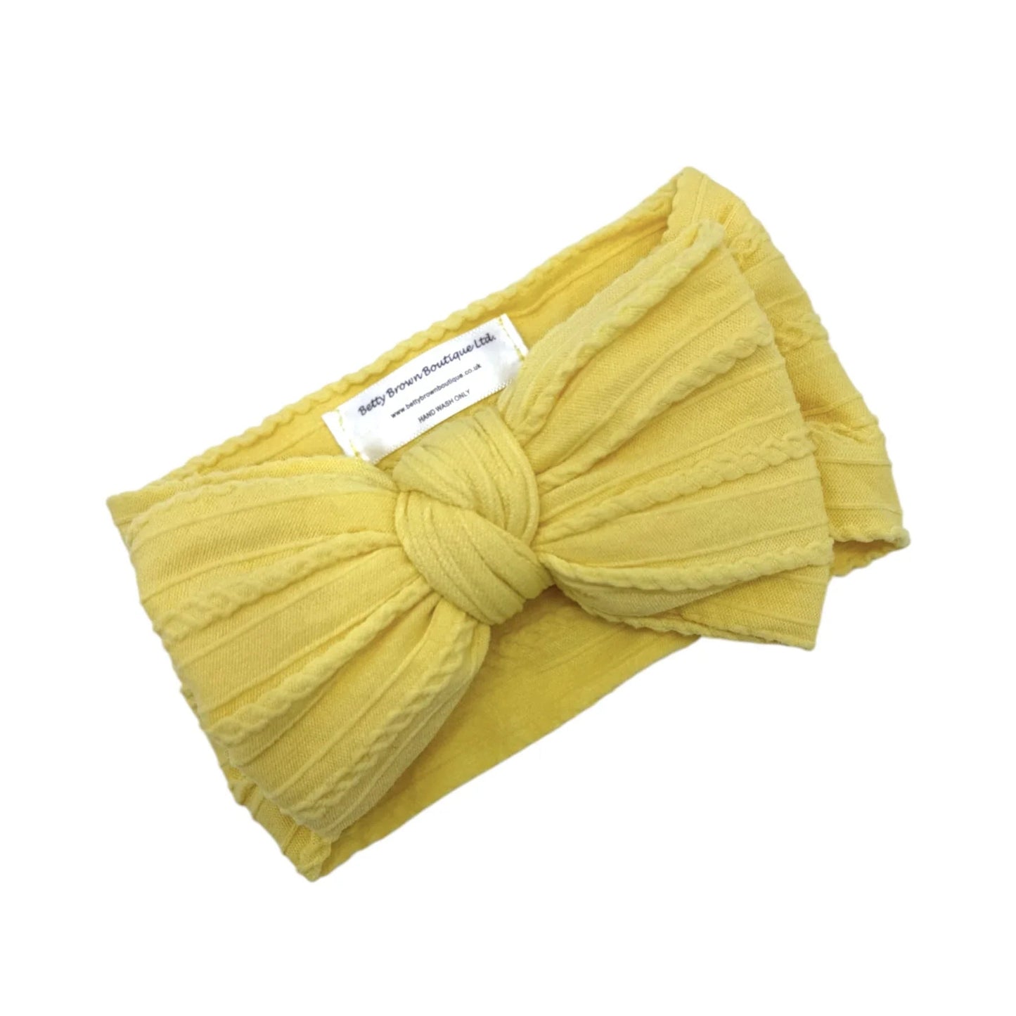 Daffodil Yellow Larger Bow Headband For Newborns to Age 3 - Image 2