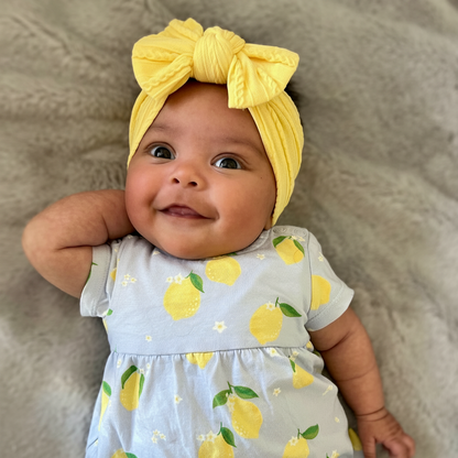 Daffodil Yellow Smaller Bow Headband For Babies to Toddlers - Image 1