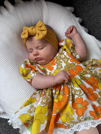 Dandelion Yellow Smaller Bow Headband For Babies From Newborn - Image 2
