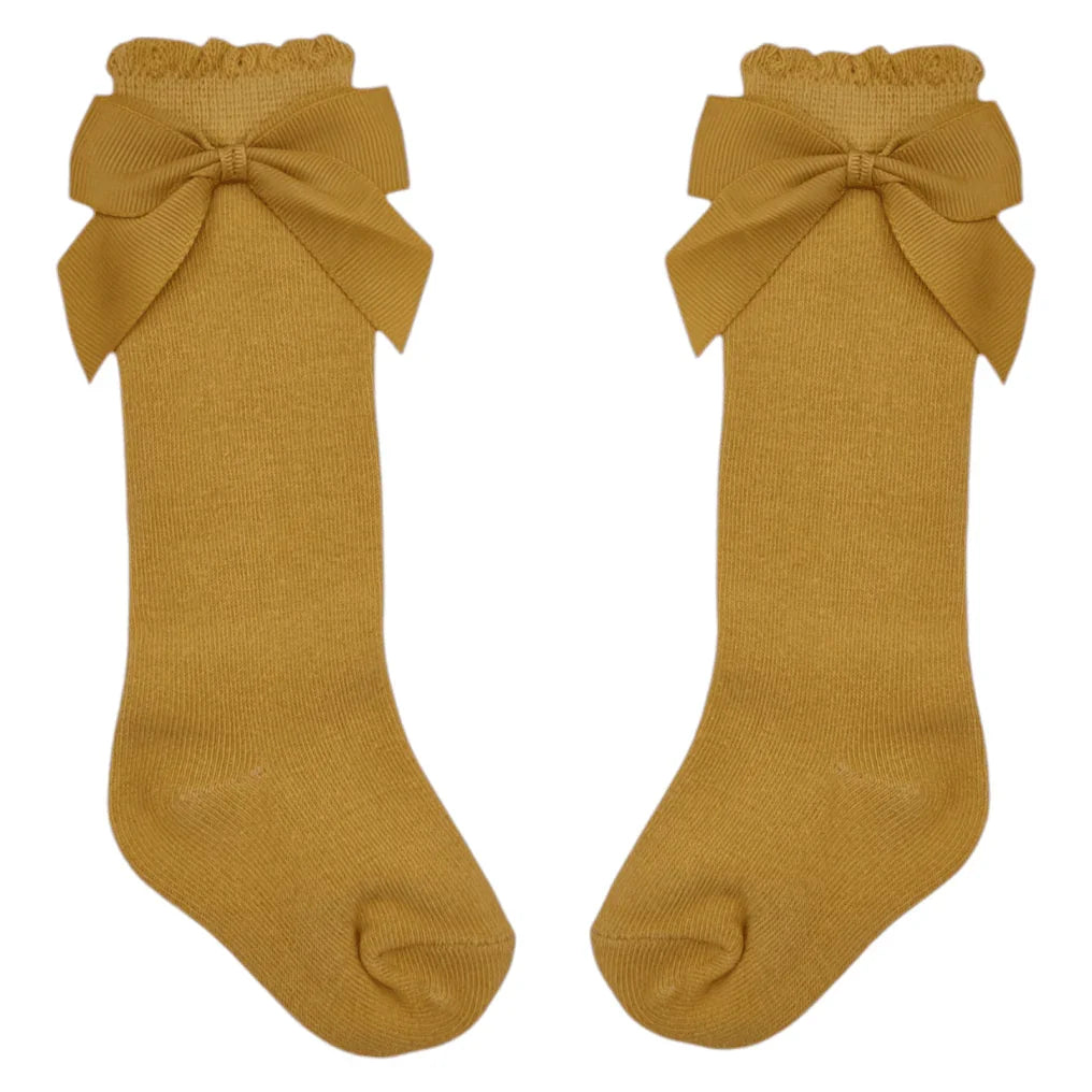 Dandelion Yellow Knee High Baby Socks With Bow For 6-24 Months - Image 2