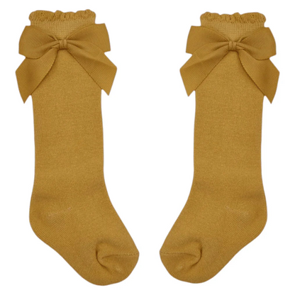 Dandelion Yellow Knee High Baby Socks With Bow For 6-24 Months - Image 2