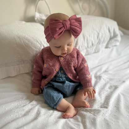 Dark Berry Larger Bow Headband Perfect For Girls From Newborn - Image 1