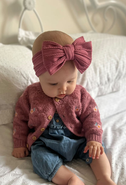 Dark Berry Larger Bow Headband Perfect For Girls From Newborn - Image 3