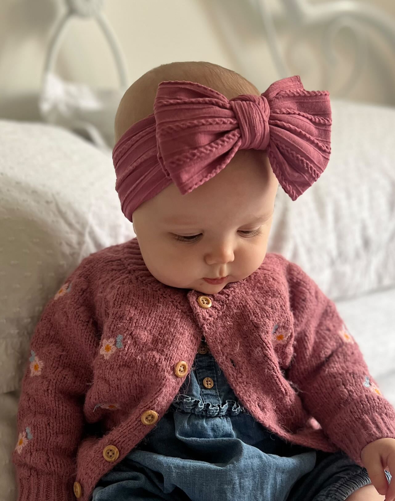 Dark Berry Larger Bow Headband Perfect For Girls From Newborn - Image 4