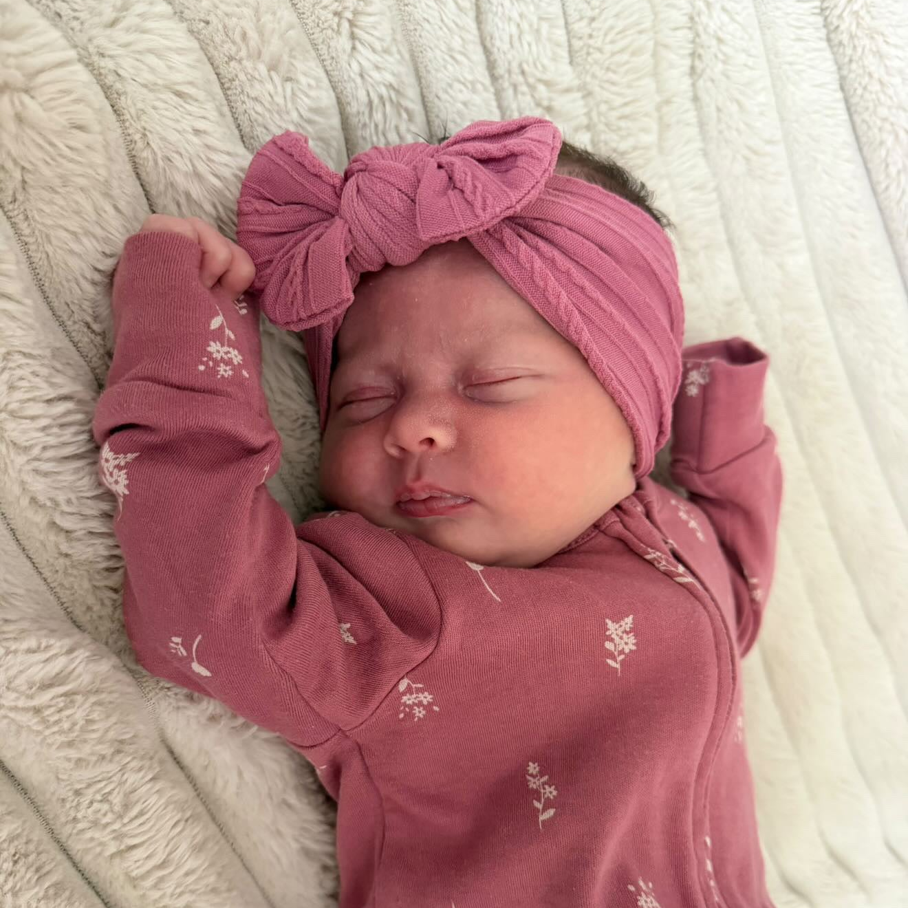 Dark Berry Smaller Bow Headband For Newborns to 3 Years  Old - Image 1