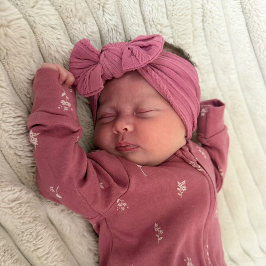Dark Berry Smaller Bow Headband For Newborns to 3 Years  Old - Image 1